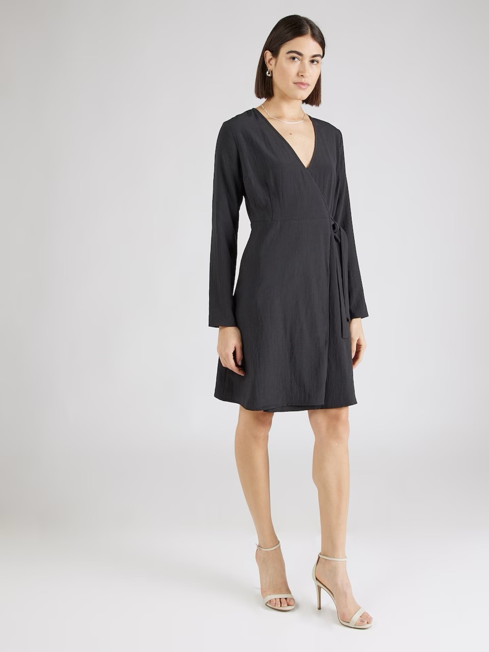 Minimum Black Long-Sleeve Wrap Dress